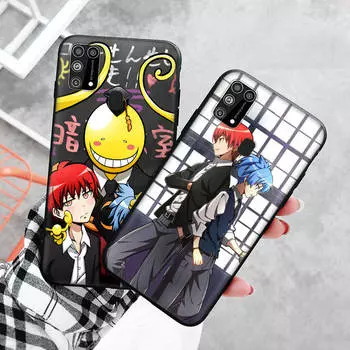 Черный чехол для Xiaomi Redmi 13C Note 9 iPhone XR 7 8 14 15 11 12 13 X XS Pro Max Samsung A25 S23 S24 FE Ultra Plus Assassination Classroom Samsung S22 Plus чёрный