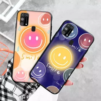 Черный чехол для Xiaomi Redmi 13C Note 9 iPhone XR 7 8 14 15 11 12 13 X XS Pro Max Samsung A25 S23 S24 FE Ultra Plus Happy Smile iPhone 8 бездна