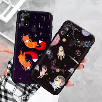 Черный чехол для Xiaomi Redmi 13C Note 9 iPhone XR 7 8 14 15 11 12 13 X XS Pro Max Samsung A25 S23 S24 FE Ultra Plus Космические животные Redmi 7 бездна