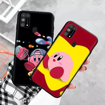 Черный чехол для Xiaomi Redmi 13C Note 9 iPhone XR 7 8 14 15 11 12 13 X XS Pro Max Samsung A25 S23 S24 FE Ultra Plus Kirby Cartoon Samsung A50S бездна