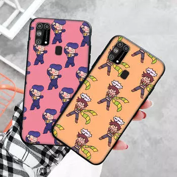 Черный чехол для Xiaomi Redmi 13C Note 9 iPhone XR 7 8 14 15 11 12 13 X XS Pro Max Samsung A25 S23 S24 FE Ultra Plus Chibi JoJo s Bizarre Adventure iPhone 15 Plus чёрный