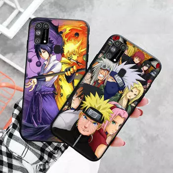 Черный чехол для Xiaomi Redmi 13C Note 9 iPhone XR 7 8 14 15 11 12 13 X XS Pro Max Samsung A25 S23 S24 FE Ultra Plus Naruto iPhone 8 чёрный