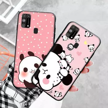Черный чехол для Xiaomi Redmi 13C Note 9 iPhone XR 7 8 14 15 11 12 13 X XS Pro Max Samsung A25 S23 S24 FE Ultra Plus Mochi Mochi Panda Samsung J8 2018 чёрный
