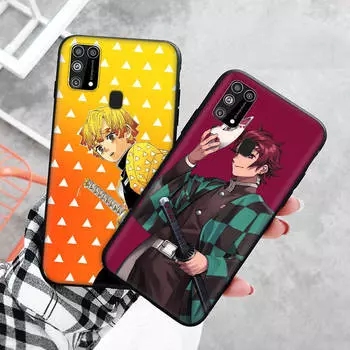 Черный чехол для Xiaomi Redmi 13C Note 9 iPhone XR 7 8 14 15 11 12 13 X XS Pro Max Samsung A25 S23 S24 FE Ultra Plus Demon Slayer Redmi Note 6 чёрный