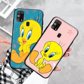 Черный чехол для Xiaomi Redmi 13C Note 9 iPhone XR 7 8 14 15 11 12 13 X XS Pro Max Samsung A25 S23 S24 FE Ultra Plus Tweety Bird Samsung M55 бездна