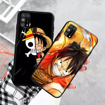 Черный чехол для Xiaomi Redmi 13C Note 9 iPhone XR 7 8 14 15 11 12 13 X XS Pro Max Samsung A25 S23 S24 FE Ultra Plus One Piece Luffy Redmi Note 12 Pro 4G чёрный