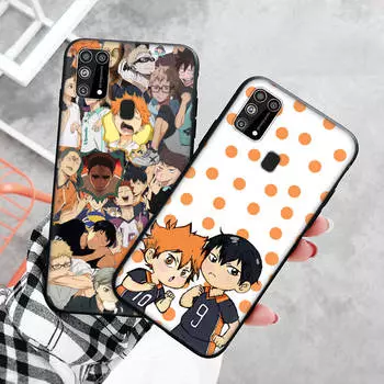 Черный чехол для Xiaomi Redmi 13C Note 9 iPhone XR 7 8 14 15 11 12 13 X XS Pro Max Samsung A25 S23 S24 FE Ultra Plus Haikyuu Samsung A55 5G чёрный