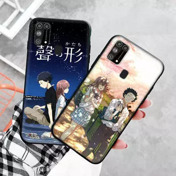 Черный чехол для Xiaomi Redmi 13C Note 9 iPhone XR 7 8 14 15 11 12 13 X XS Pro Max Samsung A25 S23 S24 FE Ultra Plus Silent Voice Redmi Note 12 Pro 4G чёрный