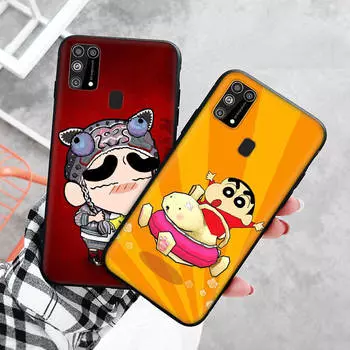 Черный чехол для Xiaomi Redmi 13C Note 9 iPhone XR 7 8 14 15 11 12 13 X XS Pro Max Samsung A25 S23 S24 FE Ultra Plus Crayon Shin Chan Samsung A71 бездна
