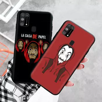 Черный чехол для Xiaomi Redmi 13C Note 9 iPhone XR 7 8 14 15 11 12 13 X XS Pro Max Samsung A25 S23 S24 FE Ultra Plus La Casa De Papel Samsung A55 5G чёрный