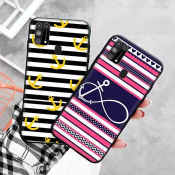 Черный чехол для Xiaomi Redmi 13C Note 9 iPhone XR 7 8 14 15 11 12 13 X XS Pro Max Samsung A25 S23 S24 FE Ultra Plus Anchor Ship Redmi Note 9S бездна