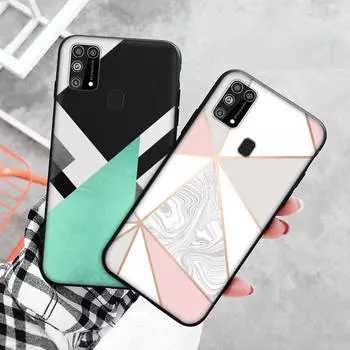 Черный чехол для Xiaomi Redmi 13C Note 9 iPhone XR 7 8 14 15 11 12 13 X XS Pro Max Samsung A25 S23 S24 FE Ultra Plus мраморная текстура Samsung S22 Plus чёрный