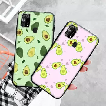 Черный чехол для Xiaomi Redmi 13C Note 9 iPhone XR 7 8 14 15 11 12 13 X XS Pro Max Samsung A25 S23 S24 FE Ultra Plus милый авокадо iPhone 13 чёрный