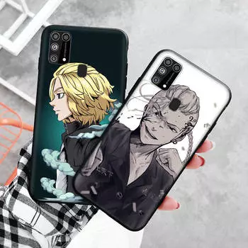 Черный чехол для Xiaomi Redmi 13C Note 9 iPhone XR 7 8 14 15 11 12 13 X XS Pro Max Samsung A25 S23 S24 FE Ultra Plus Tokyo Revengers Ken Ryuguji Mikey Samsung S23 бездна