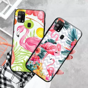 Черный чехол для Xiaomi Redmi 13C Note 9 iPhone XR 7 8 14 15 11 12 13 X XS Pro Max Samsung A25 S23 S24 FE Ultra Plus Flamingo iPhone 8 чёрный