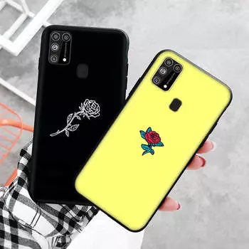 Черный чехол для Xiaomi Redmi 13C Note 9 iPhone XR 7 8 14 15 11 12 13 X XS Pro Max Samsung A25 S23 S24 FE Ultra Plus Rose Samsung S9 Plus чёрный