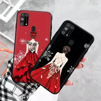 Черный чехол для Xiaomi Redmi 13C Note 9 iPhone XR 7 8 14 15 11 12 13 X XS Pro Max Samsung A25 S23 S24 FE Ultra Plus Свадебная юбка Redmi 8A бездна