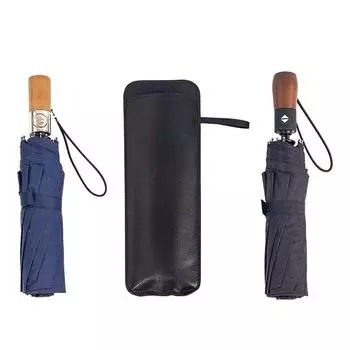 Черный чехол для зонта из искусственной кожи, портативный водонепроницаемый чехол для хранения зонта, сумка для зонта, портативный чехол для зонта