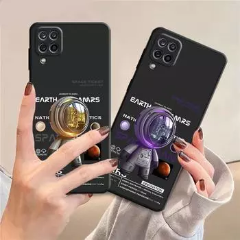 Черный чехол Funda для Samsung Galaxy A70 A71 A20 A51 A40 A10 A01 A04 A03 A20e A20s A30 A50 A90 Силиконовые чехлы Милый астронавт Samsung A10