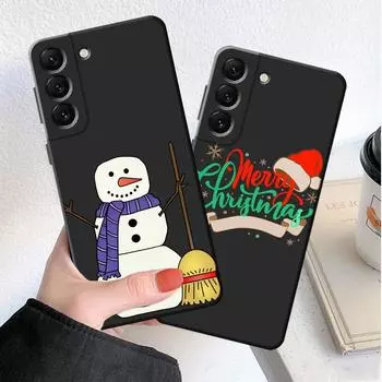 Черный чехол Funda для Samsung Galaxy S21 FE S8 S10 S21 S7 S20 Plus S9 S10e S22 Ultra 5G Silicon Luxury Christmas Happy New Year Samsung S20 5G