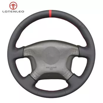 Черный чехол из искусственной кожи, сшитый вручную, нескользящий, мягкий автомобильный чехол на руль с оплетками для Nissan Stagea 1996-1999 Patrol Y61 1997-2004 чёрный