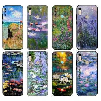 Черный чехол из ТПУ для Huawei Honor 8a Prime 8s Prime 9 Lite honor 9A 9C 9X Premium 9x Pro 9S чехол Claude Monet Garden Lotus Bridge honor 8A