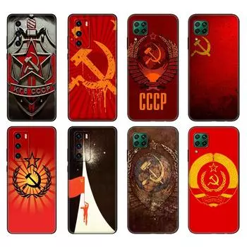 Черный чехол из ТПУ для Huawei P30 Lite P30 Pro P40, чехол для Huawei P40 LITE EP Smart 2020, чехол Советский Союз, СССР, гранж-флаг huawei P Smart 2020