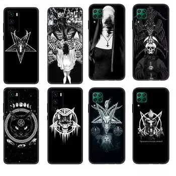 Черный чехол из ТПУ для Huawei P30 Lite P30 Pro P40, чехол для Huawei P40 LITE EP Smart 2020, чехол Pentagram 666 Demonic Satanic huawei P30 Lite