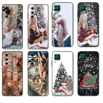 Черный чехол из ТПУ для Huawei P30 Lite P30 Pro P40, чехол для Huawei P40 LITE EP Smart 2020, чехол для модной девушки с Рождеством huawei P30