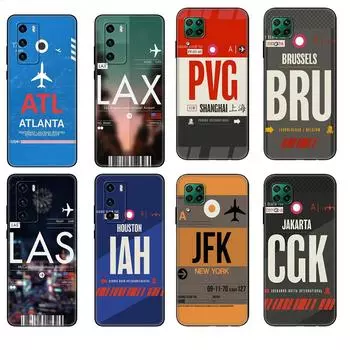 Черный чехол из ТПУ для Huawei P30 Lite P30 Pro P40 чехол для Huawei P40 LITE EP Smart 2020 чехол чехол посадочный талон авиабилет huawei P Smart 2020