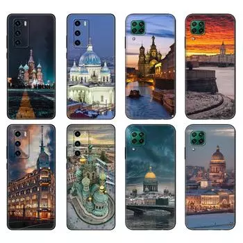 Черный чехол из ТПУ для Huawei P30 Lite P30 Pro P40 чехол для Huawei P40 LITE EP Smart Case Cover русский Москва Санкт-Петербург huawei P Smart 2020