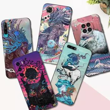 Черный чехол из ТПУ для Huawei P30 Lite P30 Pro P40 LITE EP Smart 2020 Cover Shanhaijing illustration huawei P Smart 2020