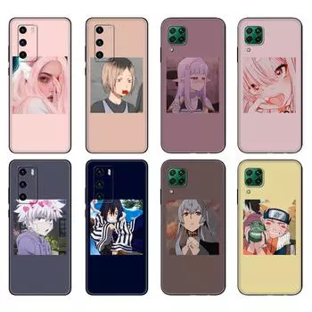 Черный чехол из ТПУ для Huawei P30 Lite P30 Pro P40 чехол для Huawei P40 LITE EP Smart 2020 чехол Чехол Аниме значки huawei P Smart 2020