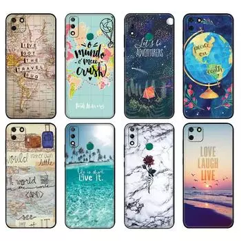 Черный чехол из ТПУ для Huawei Y9S Y6S Y8S Y5P Y7P Y8P Чехол для Huawei Y5 lite Prime Y6 Летние путешествия Соберите свои сумки Пойдем, проясним huawei Y5 Prime 2018