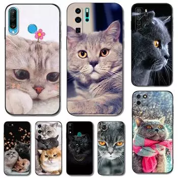 Черный чехол из ТПУ для Huawei Y9S Y6S Y8S Y5P Y7P Y8P y7 Y5 lite Prime 2018 Y6 2019 Чехол с изображением британской короткошерстной кошки huawei Y5P