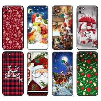 Черный чехол из ТПУ для Huawei Y9S Y6S Y8S Y5P Y7P Y8P, чехол для Huawei Y5 lite Prime 2018 Y6 2019, чехол с новогодним рождественским дизайном huawei Y5 Prime 2018