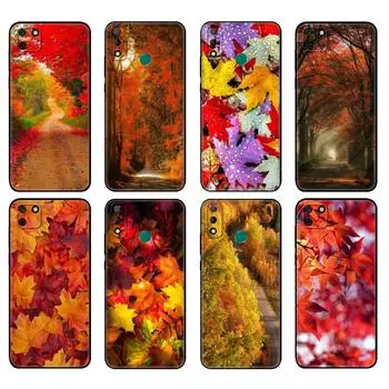 Черный чехол из ТПУ для Huawei Y9S Y6S Y8S Y5P Y7P Y8P, чехол для Huawei Y5 lite Prime 2018 Y6 2019, чехол с падающими осенними листьями huawei Y5 Prime 2018