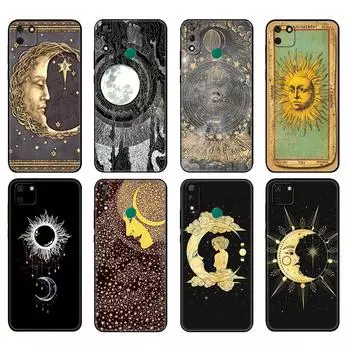 Черный чехол из ТПУ для Huawei Y9S Y6S Y8S Y5P Y7P Y8P Чехол для Huawei Y5 lite Prime 2018 Y6 2019 Чехол Солнце и луна huawei Y5 Prime 2018