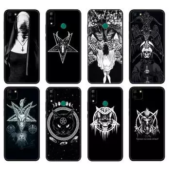 Черный чехол из ТПУ для Huawei Y9S Y6S Y8S Y5P Y7P Y8P, чехол для Huawei Y5 lite Prime 2018 Y6 2019, чехол с пентаграммой 666, демонический сатанинский huawei Y5 lite 2018