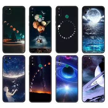 Черный чехол из ТПУ для Huawei Y9S Y6S Y8S Y5P Y7P Y8P чехол для Huawei Y5 lite Y6 чехол небо космос планета луна звезды уникальный дизайн huawei Y5 Prime 2018