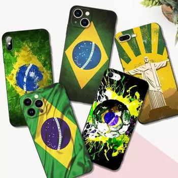 Черный чехол из ТПУ для iPhone14 13 12 11mini pro MAX 5 5s se 2020 6 6s 7 8 plus x 10 XR XS чехол с флагом Бразилии Рио-де-Жанейро iphone 13 mini