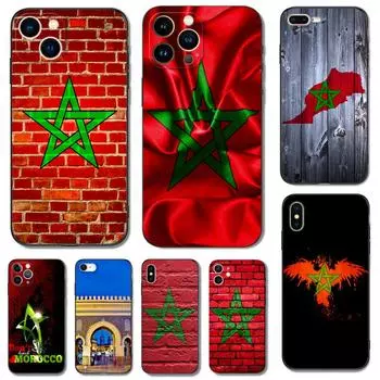 Черный чехол из ТПУ для iPhone 14 13 12 11 mini pro MAX 5 5s se 2020 6 6s 7 8 plus x 10 XR XS чехол марокканский флаг Марокко iphone 5 5S SE 2016