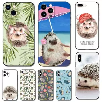 Черный чехол из ТПУ для iPhone 14 13 12 11 mini pro MAX 5 5s se 2020 6 6s 7 8 plus x 10 XR XS чехол Hedgehog iphone 12pro MAX