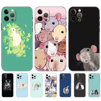 Черный чехол из ТПУ для iPhone 5 5S SE 6 6S 7 8 plus x 10 XR XS 11 12 13 mini pro MAX задняя крышка Mouse Rat iphone 5 5S SE 2016