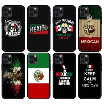 Черный чехол из ТПУ для iPhone 5 5s se 2020 6 6s 7 8 plus x 10 XR XS 11 12 mini pro MAX задняя крышка с эмблемой флага Мексики iphone 5 5S SE