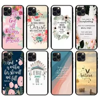 Черный чехол из ТПУ для iPhone 5 5S SE 2020 6 6S 7 8 Plus X 10 XR XS 11 12 Mini Pro MAX задняя крышка Caliber Библия Цитаты iphone 5 5S SE