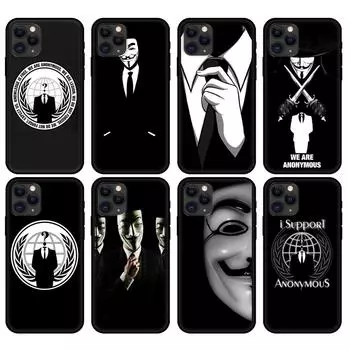 Черный чехол из ТПУ для iPhone 5 5s se 2020 6 6s 7 8 plus x 10 XR XS 11 12 mini pro MAX задняя крышка Аноним iphone 5 5S SE