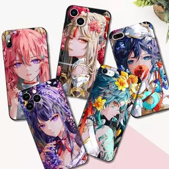 Черный чехол из ТПУ для iPhone 5 5s se 2020 6 6s 7 8 plus x 10 XR XS 11 12 13 mini pro MAX задняя крышка Genshin impact iphone se 2020