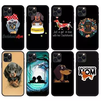 Черный чехол из ТПУ для iPhone 5 5s se 2020 6 6s 7 8 plus x 10 XR XS 11 12 mini pro MAX задняя крышка Животные Собаки Такса Цветной iphone 5 5S SE