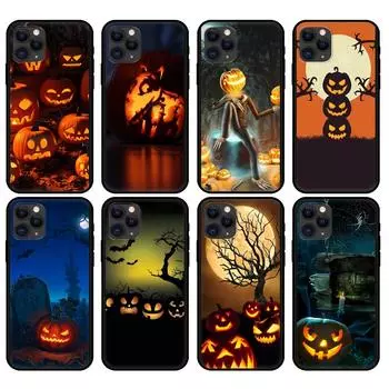 Черный чехол из ТПУ для iPhone 5 5s se 2020 6 6s 7 8 plus x 10 XR XS 11 12 mini pro MAX задняя крышка Хэллоуин Тыква iphone 5 5S SE